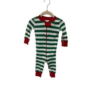Hanna Andersson Green Striped Long Sleeve Romper Sleeper Infant Size 60 6-9mo